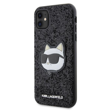 Dėklas Karl Lagerfeld Glitter Choupette Patch KLHCN61G2CPK iPhone 11 / Xr Juodas 1