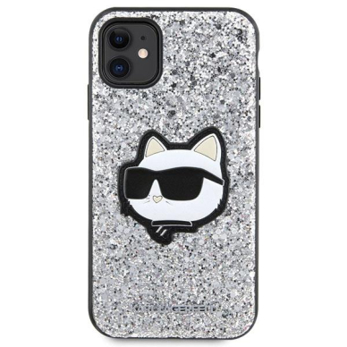 Dėklas Karl Lagerfeld Glitter Choupette Patch KLHCN61G2CPS iPhone 11 / Xr Sidabrinis 2 Dėklas Karl Lagerfeld Glitter Choupette Patch KLHCN61G2CPS iPhone 11 / Xr Sidabrinis 2