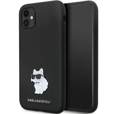 Originalus dėklas Karl Lagerfeld KLHCN61SMHCNPK case skirta iPhone 11 / Xr - Juodas Silicone C Metal Pin Originalus dėklas Karl Lagerfeld KLHCN61SMHCNPK case skirta iPhone 11 / Xr - Juodas Silicone C Metal Pin