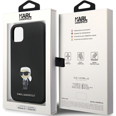 Originalus dėklas Karl Lagerfeld KLHCN61SMHKNPK case skirta iPhone 11 / Xr - Juodas Silicone Ikonik Metal Pin 7 Originalus dėklas Karl Lagerfeld KLHCN61SMHKNPK case skirta iPhone 11 / Xr - Juodas Silicone Ikonik Metal Pin 7