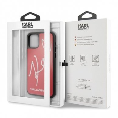 Originalus Karl Lagerfeld Dėklas Klhcn65Dlksre Iphone 11 Pro Max Raudonas Hard Case Signature Glitter 6