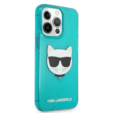 Originalus Karl Lagerfeld dėklas KLHCP13LCHTRB iPhone 13 Pro / 13 6,1" Mėlynas Glitter Choupette Fluo 3
