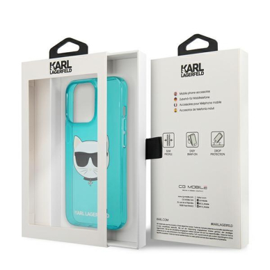 Originalus Karl Lagerfeld dėklas KLHCP13LCHTRB iPhone 13 Pro / 13 6,1" Mėlynas Glitter Choupette Fluo 7