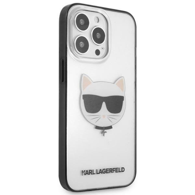 Originalus dėklas Karl Lagerfeld KLHCP13LHCHCK iPhone 13 Pro / 13 6.1 Permatomas Ikonik Choupette 3