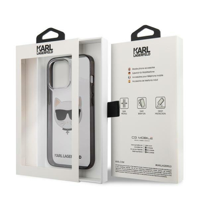 Originalus dėklas Karl Lagerfeld KLHCP13LHCHCK iPhone 13 Pro / 13 6.1 Permatomas Ikonik Choupette 7