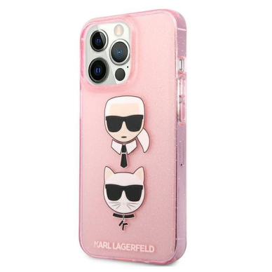 Originalus Karl Lagerfeld dėklas KLHCP13LKCTUGLP iPhone 13 Pro / 13 6,1" Rožinis Glitter Karl`s & Choupette 1