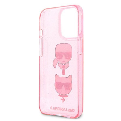 Originalus Karl Lagerfeld dėklas KLHCP13LKCTUGLP iPhone 13 Pro / 13 6,1" Rožinis Glitter Karl`s & Choupette 6
