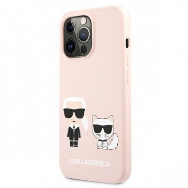 Originalus Karl Lagerfeld dėklas KLHCP13LSSKCI iPhone 13 Pro / 13 6,1" Rožinis Silicone Karl & Choupette 1
