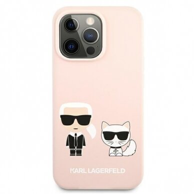 Originalus Karl Lagerfeld dėklas KLHCP13LSSKCI iPhone 13 Pro / 13 6,1" Rožinis Silicone Karl & Choupette 2
