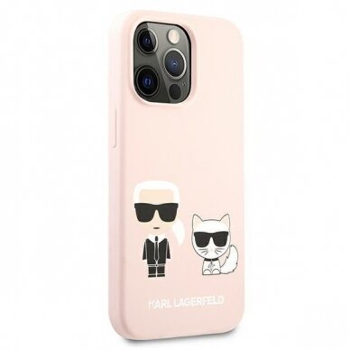 Originalus Karl Lagerfeld dėklas KLHCP13LSSKCI iPhone 13 Pro / 13 6,1" Rožinis Silicone Karl & Choupette 3