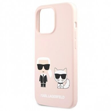 Originalus Karl Lagerfeld dėklas KLHCP13LSSKCI iPhone 13 Pro / 13 6,1" Rožinis Silicone Karl & Choupette 5