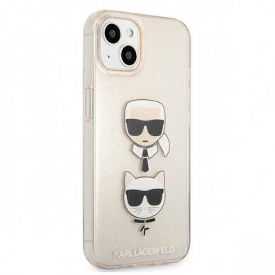 Originalus Karl Lagerfeld dėklas KLHCP13SKCTUGLGO iPhone 13 mini 5,4" Auksinis Glitter Karl`s & Choupette 3 Originalus Karl Lagerfeld dėklas KLHCP13SKCTUGLGO iPhone 13 mini 5,4" Auksinis Glitter Karl`s & Choupette 3