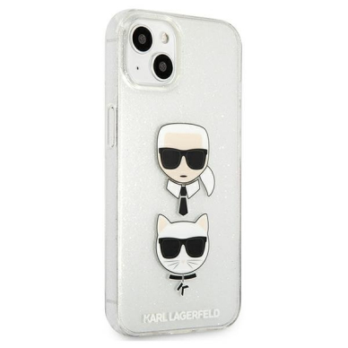Originalus Karl Lagerfeld dėklas KLHCP13SKCTUGLS iPhone 13 mini 5,4" Sidabrinis Glitter Karl`s & Choupette 3 Originalus Karl Lagerfeld dėklas KLHCP13SKCTUGLS iPhone 13 mini 5,4" Sidabrinis Glitter Karl`s & Choupette 3