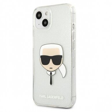 Oriignalus Karl Lagerfeld dėklas KLHCP13SKHTUGLS iPhone 13 mini 5,4" Sidabrinis Glitter Karl`s Head 1 Oriignalus Karl Lagerfeld dėklas KLHCP13SKHTUGLS iPhone 13 mini 5,4" Sidabrinis Glitter Karl`s Head 1