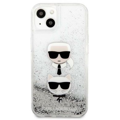 Originalus dėklas Karl Lagerfeld KLHCP13SKICGLS iPhone 13 mini 5,4 Sidabrinis Liquid Glitter Karl & Choupette Head 2 Originalus dėklas Karl Lagerfeld KLHCP13SKICGLS iPhone 13 mini 5,4 Sidabrinis Liquid Glitter Karl & Choupette Head 2