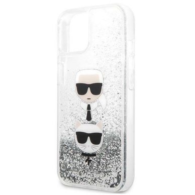 Originalus dėklas Karl Lagerfeld KLHCP13SKICGLS iPhone 13 mini 5,4 Sidabrinis Liquid Glitter Karl & Choupette Head 5 Originalus dėklas Karl Lagerfeld KLHCP13SKICGLS iPhone 13 mini 5,4 Sidabrinis Liquid Glitter Karl & Choupette Head 5
