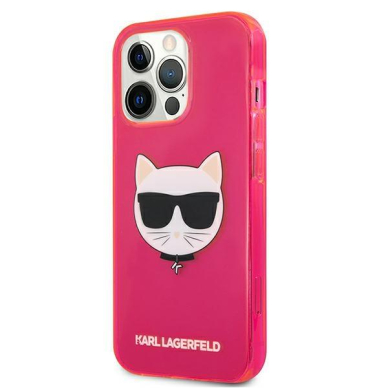 Originalus Karl Lagerfeld dėklas KLHCP13XCHTRP iPhone 13 Pro Max 6,7" Rožinis Glitter Choupette Fluo 1
