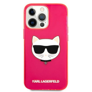 Originalus Karl Lagerfeld dėklas KLHCP13XCHTRP iPhone 13 Pro Max 6,7" Rožinis Glitter Choupette Fluo 2
