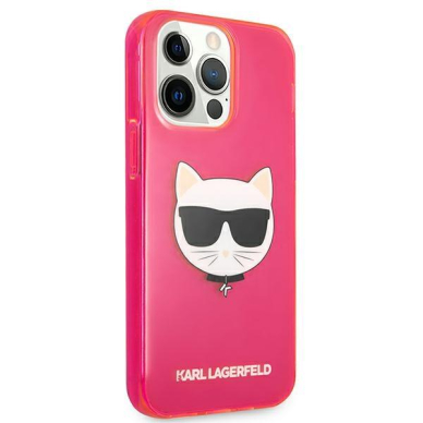Originalus Karl Lagerfeld dėklas KLHCP13XCHTRP iPhone 13 Pro Max 6,7" Rožinis Glitter Choupette Fluo 3