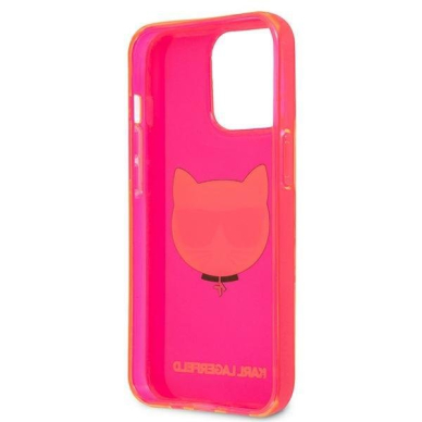 Originalus Karl Lagerfeld dėklas KLHCP13XCHTRP iPhone 13 Pro Max 6,7" Rožinis Glitter Choupette Fluo 6