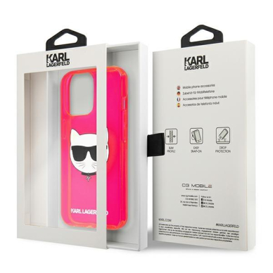 Originalus Karl Lagerfeld dėklas KLHCP13XCHTRP iPhone 13 Pro Max 6,7" Rožinis Glitter Choupette Fluo 7