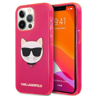 Originalus Karl Lagerfeld dėklas KLHCP13XCHTRP iPhone 13 Pro Max 6,7" Rožinis Glitter Choupette Fluo