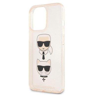 Originalus Karl Lagerfeld dėklas KLHCP13XKCTUGLGO iPhone 13 Pro Max 6,7" Auksinis Glitter Karl`s & Choupette 5