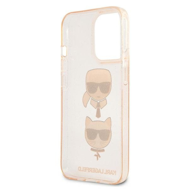 Originalus Karl Lagerfeld dėklas KLHCP13XKCTUGLGO iPhone 13 Pro Max 6,7" Auksinis Glitter Karl`s & Choupette 6