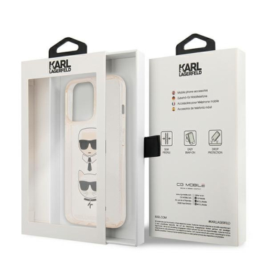 Originalus Karl Lagerfeld dėklas KLHCP13XKCTUGLGO iPhone 13 Pro Max 6,7" Auksinis Glitter Karl`s & Choupette 7