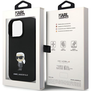 Originalus dėklas Karl Lagerfeld KLHCP13XSMHKNPK case skirta iPhone 13 Pro Max - Juodas Silicone Ikonik Metal Pin 7 Originalus dėklas Karl Lagerfeld KLHCP13XSMHKNPK case skirta iPhone 13 Pro Max - Juodas Silicone Ikonik Metal Pin 7
