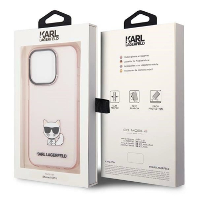 Karl Lagerfeld KLHCP14LCTTRI iPhone 14 Pro 6.1 &quot;hardcase Rožinis / Rožinis Permatomas Choupette Body 7