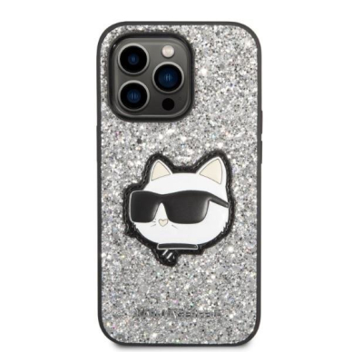 Dėklas Karl Lagerfeld Glitter Choupette Patch KLHCP14LG2CPS iPhone 14 Pro Sidabrinis 2 Dėklas Karl Lagerfeld Glitter Choupette Patch KLHCP14LG2CPS iPhone 14 Pro Sidabrinis 2