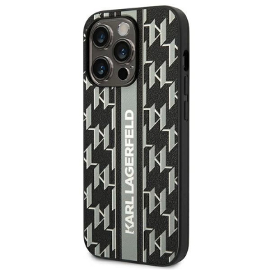 iPhone 14 Pro – Karl Lagerfeld KLHCP14LPGKLSKG 6.1" hardcase - Pilkas / Pilkas Monogram Stripe 1