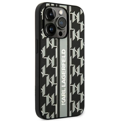 iPhone 14 Pro – Karl Lagerfeld KLHCP14LPGKLSKG 6.1" hardcase - Pilkas / Pilkas Monogram Stripe 3