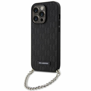 Dėklas Karl Lagerfeld Saffiano Monogram Chain KLHCP14LSACKLHPK iPhone 14 Pro Juodas Dėklas Karl Lagerfeld Saffiano Monogram Chain KLHCP14LSACKLHPK iPhone 14 Pro Juodas