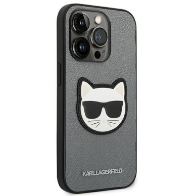 Dėklas Karl Lagerfeld Saffiano Choupette Head Patch KLHCP14LSAPCHG iPhone 14 Pro Sidabrinis 3 Dėklas Karl Lagerfeld Saffiano Choupette Head Patch KLHCP14LSAPCHG iPhone 14 Pro Sidabrinis 3
