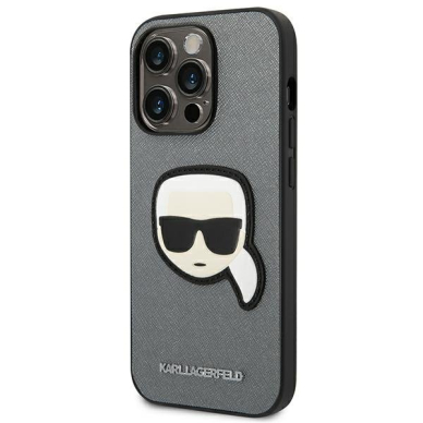 Dėklas Karl Lagerfeld Saffiano Karl`s Head Patch KLHCP14LSAPKHG iPhone 14 Pro Sidabrinis 1 Dėklas Karl Lagerfeld Saffiano Karl`s Head Patch KLHCP14LSAPKHG iPhone 14 Pro Sidabrinis 1