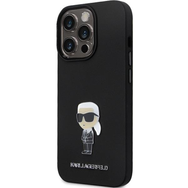 Originalus dėklas Karl Lagerfeld KLHCP14LSMHKNPK case skirta iPhone 14 Pro - Juodas Silicone Ikonik Metal Pin 1 Originalus dėklas Karl Lagerfeld KLHCP14LSMHKNPK case skirta iPhone 14 Pro - Juodas Silicone Ikonik Metal Pin 1