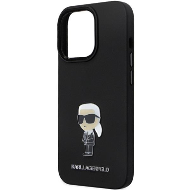 Originalus dėklas Karl Lagerfeld KLHCP14LSMHKNPK case skirta iPhone 14 Pro - Juodas Silicone Ikonik Metal Pin 5 Originalus dėklas Karl Lagerfeld KLHCP14LSMHKNPK case skirta iPhone 14 Pro - Juodas Silicone Ikonik Metal Pin 5