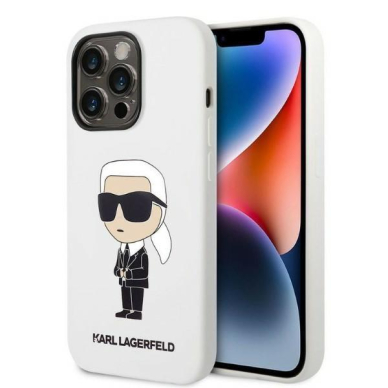 Dėklas Karl Lagerfeld Silicone Ikonik KLHCP14LSNIKBCH iPhone 14 Pro Baltas Dėklas Karl Lagerfeld Silicone Ikonik KLHCP14LSNIKBCH iPhone 14 Pro Baltas
