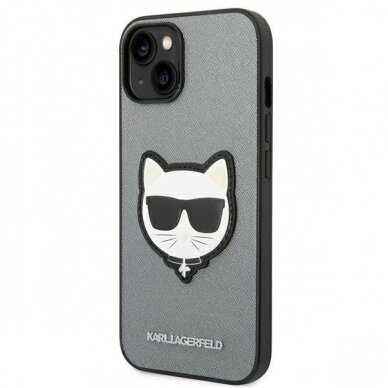 Dėklas Karl Lagerfeld Saffiano Choupette Head Patch KLHCP14MSAPCHG iPhone 14 Plus Sidabrinis 1 Dėklas Karl Lagerfeld Saffiano Choupette Head Patch KLHCP14MSAPCHG iPhone 14 Plus Sidabrinis 1