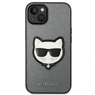 Dėklas Karl Lagerfeld Saffiano Choupette Head Patch KLHCP14MSAPCHG iPhone 14 Plus Sidabrinis 2 Dėklas Karl Lagerfeld Saffiano Choupette Head Patch KLHCP14MSAPCHG iPhone 14 Plus Sidabrinis 2