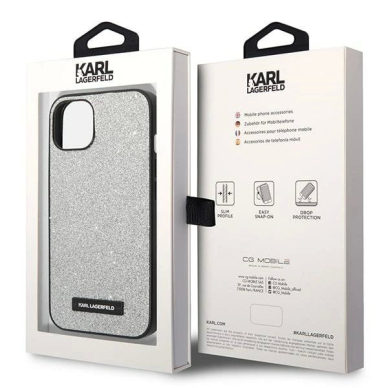 Karl Lagerfeld KLHCP14SG2ELS iPhone 14 6.1 &quot;hardcase Sidabrinis / Sidabrinis Glitter Plaque Logo 7