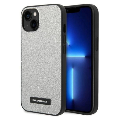 Karl Lagerfeld KLHCP14SG2ELS iPhone 14 6.1 &quot;hardcase Sidabrinis / Sidabrinis Glitter Plaque Logo