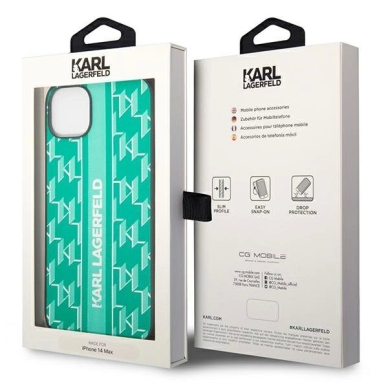 iPhone 14 – Karl Lagerfeld KLHCP14SPGKLSKN 6.1" hardcase - Žalias / Žalias Monogram Stripe 7