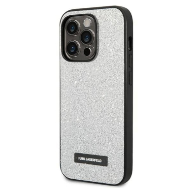 iPhone 14 Pro Max – Karl Lagerfeld KLHCP14XG2ELS 6.7" hardcase - Sidabrinis / Sidabrinis Glitter Plaque Logo 1