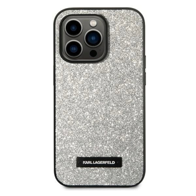 iPhone 14 Pro Max – Karl Lagerfeld KLHCP14XG2ELS 6.7" hardcase - Sidabrinis / Sidabrinis Glitter Plaque Logo 2