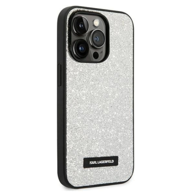 iPhone 14 Pro Max – Karl Lagerfeld KLHCP14XG2ELS 6.7" hardcase - Sidabrinis / Sidabrinis Glitter Plaque Logo 3