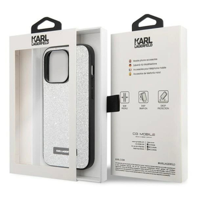 iPhone 14 Pro Max – Karl Lagerfeld KLHCP14XG2ELS 6.7" hardcase - Sidabrinis / Sidabrinis Glitter Plaque Logo 7