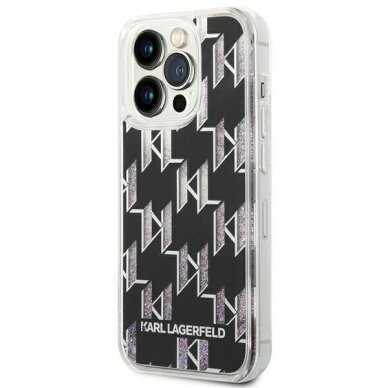 Dėklas Karl Lagerfeld Liquid Glitter Monogram KLHCP14XLMNMK iPhone 14 Pro Max Juodas 1